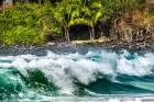 Large waves, Waimea Bay, North Shore, Oahu, Hawaii. Waimea Bay is famous for big wave surfing. Art Print